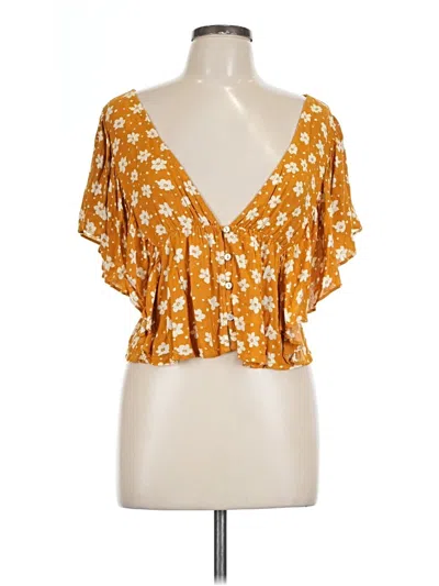 Pre-owned Forever 21 Short Sleeve Blouse In Yellow
