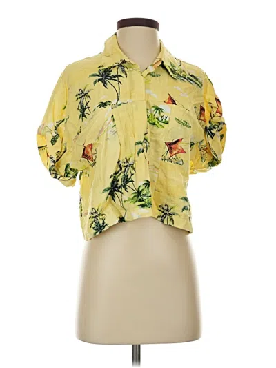 Pre-owned Forever 21 Short Sleeve Blouse In Yellow