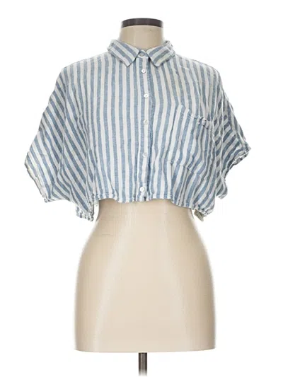 Pre-owned Forever 21 Short Sleeve Button Down Shirt In Blue