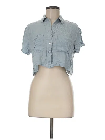 Pre-owned Forever 21 Short Sleeve Button Down Shirt In Blue
