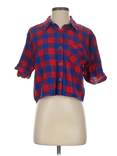 Pre-owned Forever 21 Short Sleeve Button Down Shirt In Red