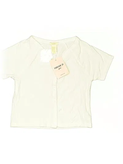 Pre-owned Forever 21 Kids' Short Sleeve Henley Shirt In Ivory