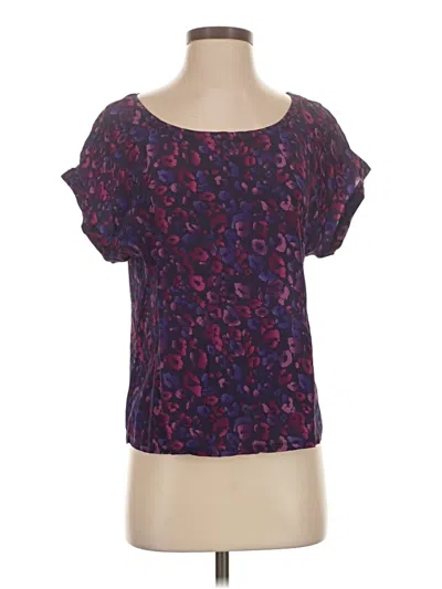 Pre-owned Forever 21 Short Sleeve Silk Top Purple Scoop Neck Tops