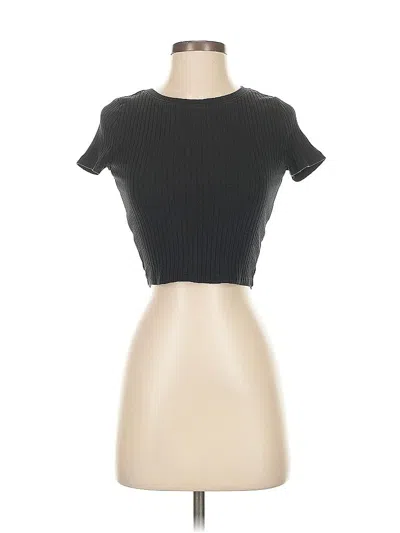 Pre-owned Forever 21 Short Sleeve Top Black Keyhole Neckline Tops