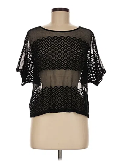Pre-owned Forever 21 Short Sleeve Top Black Keyhole Neckline Tops