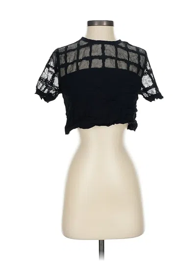 Pre-owned Forever 21 Short Sleeve Top Black Mock Neckline Tops