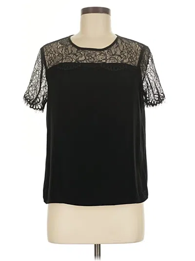 Pre-owned Forever 21 Short Sleeve Top Black Mock Neckline Tops