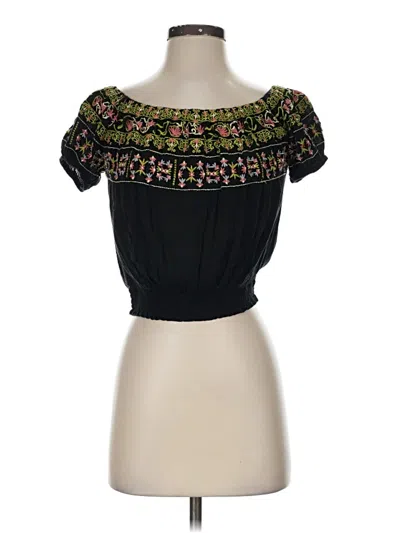 Pre-owned Forever 21 Short Sleeve Top Black Square Neckline Tops