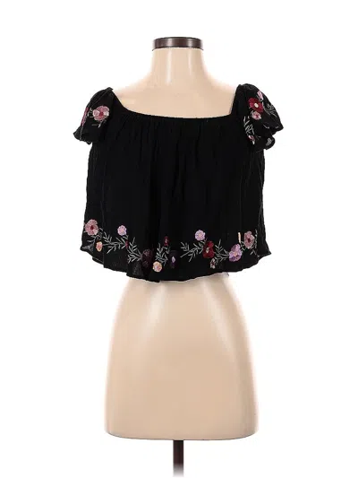 Pre-owned Forever 21 Short Sleeve Top Black Strapless Neckline Tops