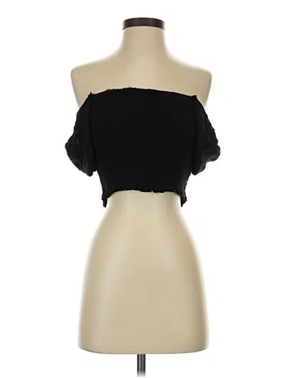 Pre-owned Forever 21 Short Sleeve Top Black Strapless Neckline Tops
