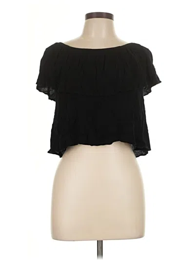 Pre-owned Forever 21 Short Sleeve Top Black Strapless Neckline Tops