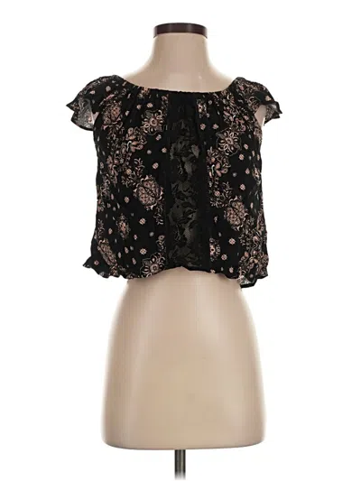 Pre-owned Forever 21 Short Sleeve Top Black Strapless Neckline Tops