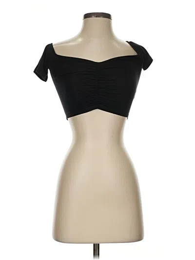 Pre-owned Forever 21 Short Sleeve Top Black Strapless Neckline Tops