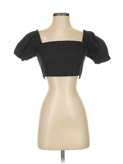 Pre-owned Forever 21 Short Sleeve Top Black Sweetheart Neckline Tops