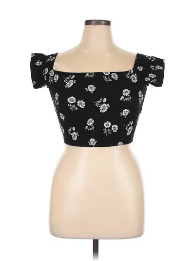 Pre-owned Forever 21 Short Sleeve Top Black Sweetheart Neckline Tops