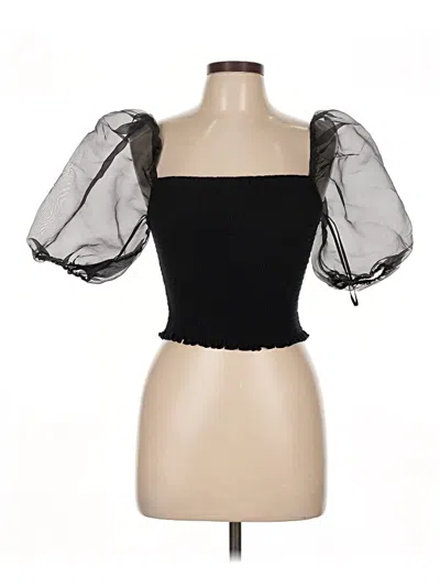 Pre-owned Forever 21 Short Sleeve Top Black Sweetheart Neckline Tops