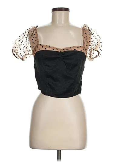Pre-owned Forever 21 Short Sleeve Top Black Sweetheart Neckline Tops