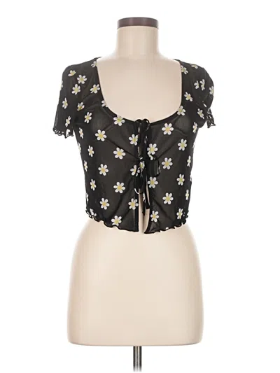 Pre-owned Forever 21 Short Sleeve Top Black Sweetheart Neckline Tops