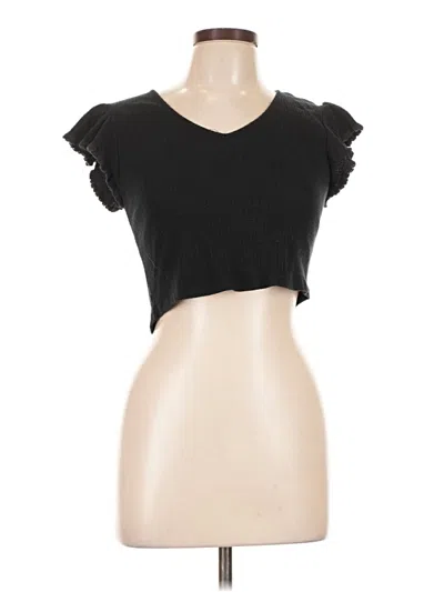 Pre-owned Forever 21 Short Sleeve Top Black Sweetheart Neckline Tops