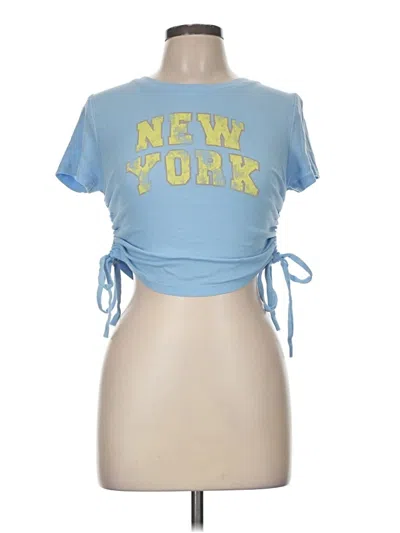 Pre-owned Forever 21 Short Sleeve Top Blue Cowl Neck Tops