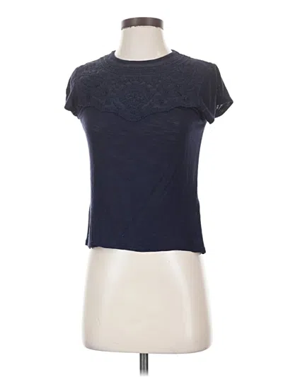 Pre-owned Forever 21 Short Sleeve Top Blue Mock Neckline Tops