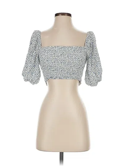 Pre-owned Forever 21 Short Sleeve Top Blue Square Neckline Tops