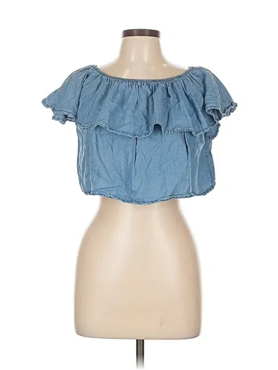 Pre-owned Forever 21 Short Sleeve Top Blue Strapless Neckline Tops