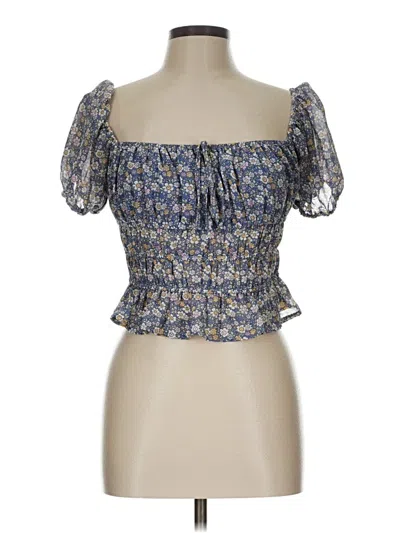 Pre-owned Forever 21 Short Sleeve Top Blue Strapless Neckline Tops
