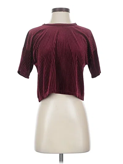 Pre-owned Forever 21 Short Sleeve Top Burgundy Mock Neckline Tops