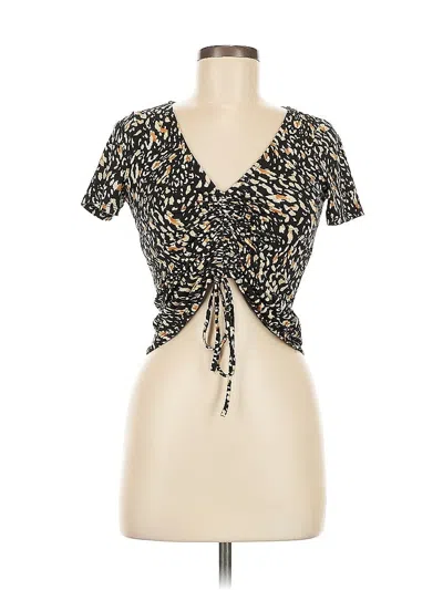 Pre-owned Forever 21 Short Sleeve Top Gold Sweetheart Neckline Tops