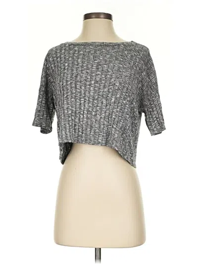 Pre-owned Forever 21 Short Sleeve Top Gray Boatneck Tops