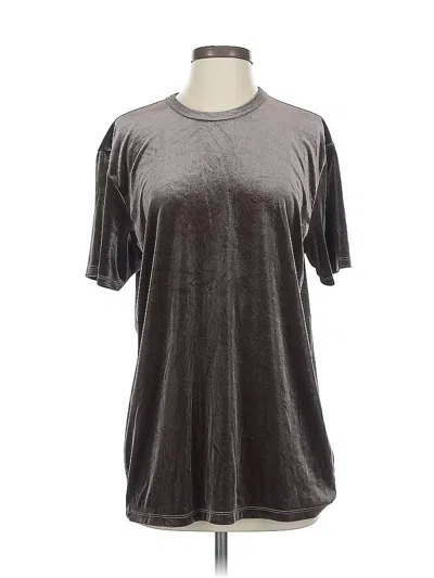 Pre-owned Forever 21 Short Sleeve Top Gray Metallic Pattern Crew Neck Tops