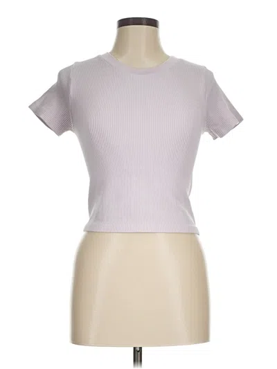 Pre-owned Forever 21 Short Sleeve Top Gray Mock Neckline Tops