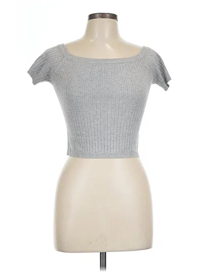 Pre-owned Forever 21 Short Sleeve Top Gray Sweetheart Neckline Tops