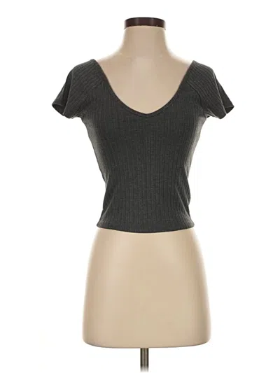Pre-owned Forever 21 Short Sleeve Top Gray Sweetheart Neckline Tops
