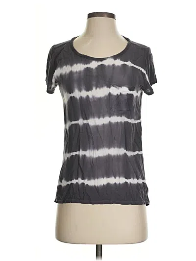 Pre-owned Forever 21 Short Sleeve Top Gray Tie-dye Pattern Scoop Neck Tops
