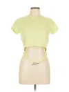 Forever 21 Short Sleeve Top Green Keyhole Neckline Tops In Yellow
