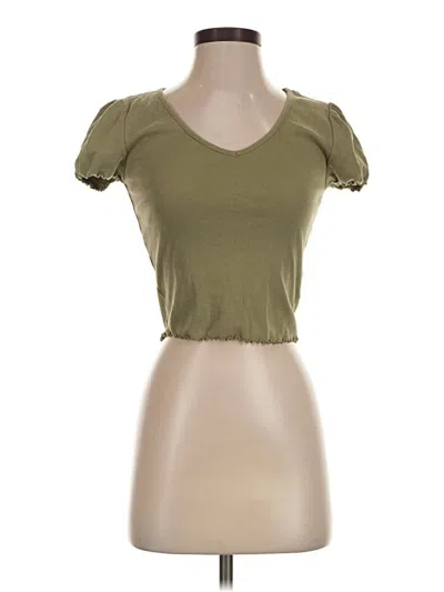 Pre-owned Forever 21 Short Sleeve Top Green Sweetheart Neckline Tops