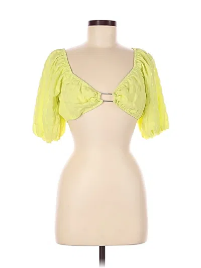 Pre-owned Forever 21 Short Sleeve Top Green Sweetheart Neckline Tops