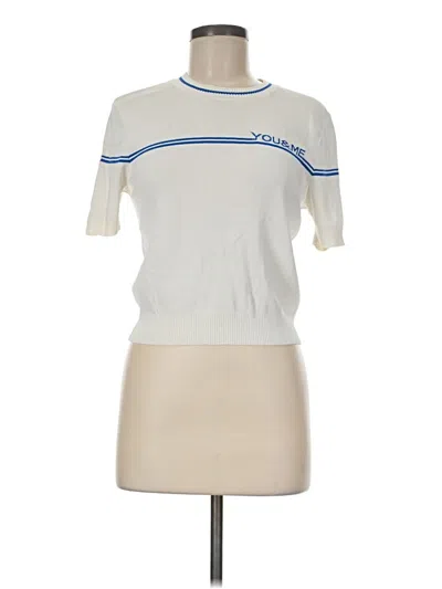 Pre-owned Forever 21 Short Sleeve Top Ivory Crew Neck Tops