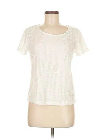 Pre-owned Forever 21 Short Sleeve Top Ivory Scoop Neck Tops In White