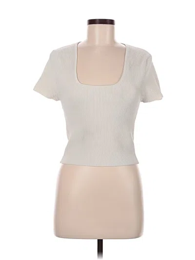 Pre-owned Forever 21 Short Sleeve Top Ivory Square Neckline Tops In White