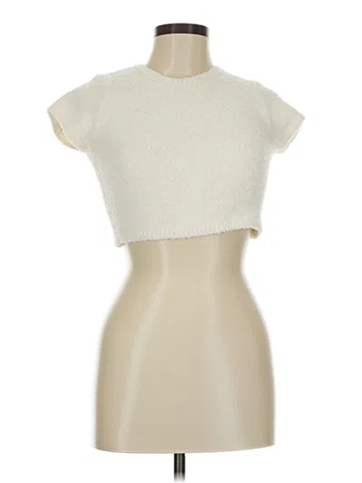 Pre-owned Forever 21 Short Sleeve Top Ivory Strapless Neckline Tops In White