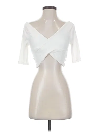 Pre-owned Forever 21 Short Sleeve Top Ivory Sweetheart Neckline Tops