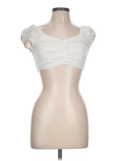 Pre-owned Forever 21 Short Sleeve Top Ivory Sweetheart Neckline Tops