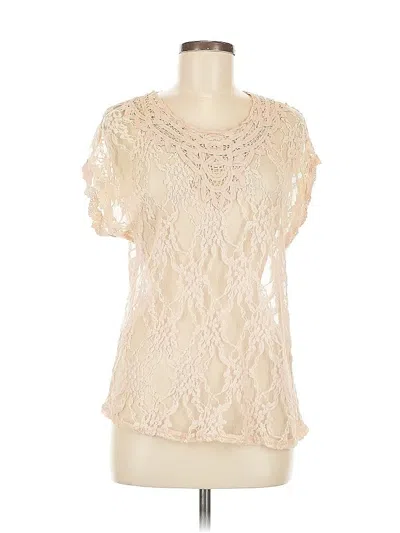 Pre-owned Forever 21 Short Sleeve Top Ivory Sweetheart Neckline Tops In White