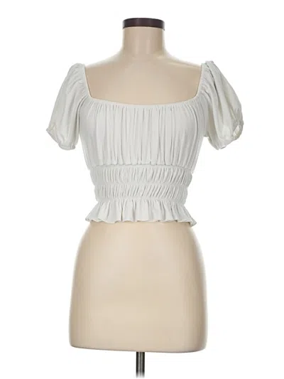 Pre-owned Forever 21 Short Sleeve Top Ivory Sweetheart Neckline Tops In White