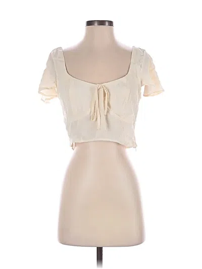 Pre-owned Forever 21 Short Sleeve Top Ivory Sweetheart Neckline Tops In White