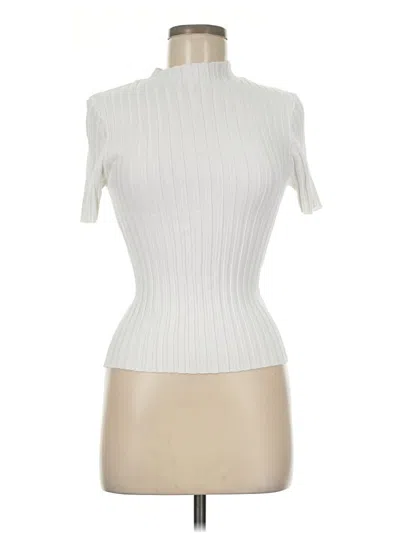 Pre-owned Forever 21 Short Sleeve Top Ivory Turtleneck Tops In White