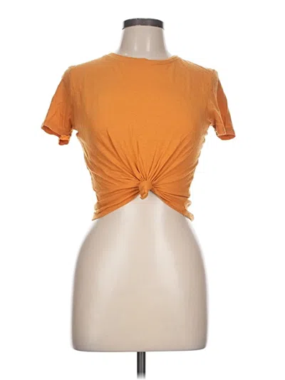 Pre-owned Forever 21 Short Sleeve Top Orange Keyhole Neckline Tops
